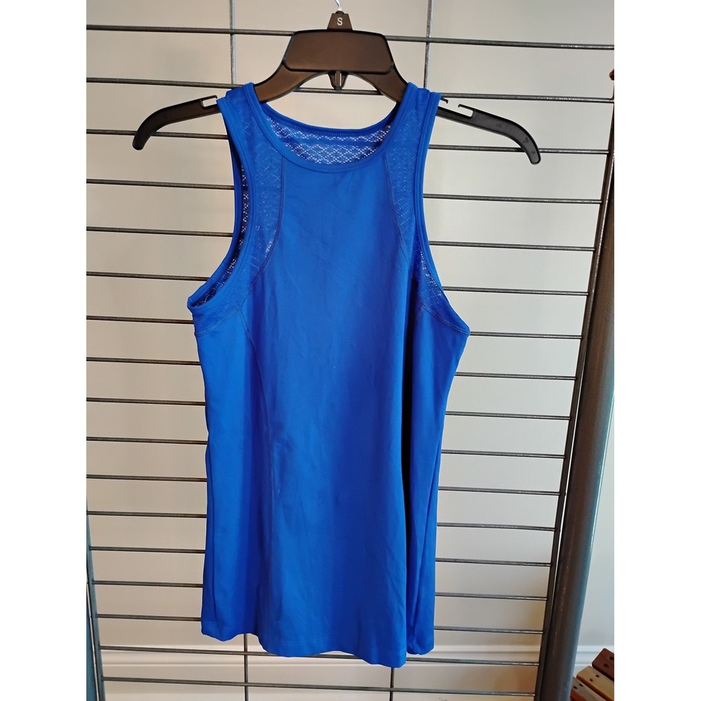 BCG Tru-Wick Royal Blue Open Back Mesh Activewear Tank Top Womens Small